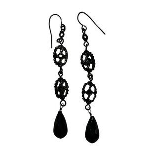 Black stones with tear drop style earrings holiday gifts for her